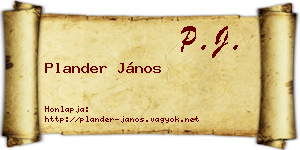 Plander János névjegykártya