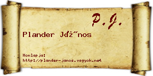 Plander János névjegykártya